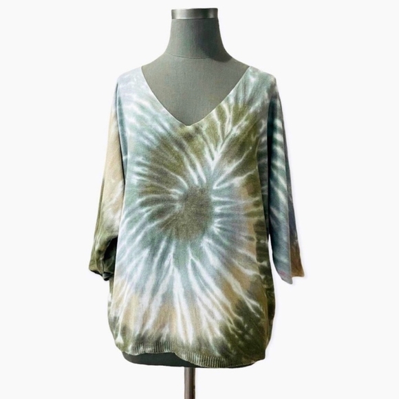 Women's Sweater GIGI MODA Floral Tie Dye Sweater Knit Sweater Kaftan Style Top - Picture 3 of 7
